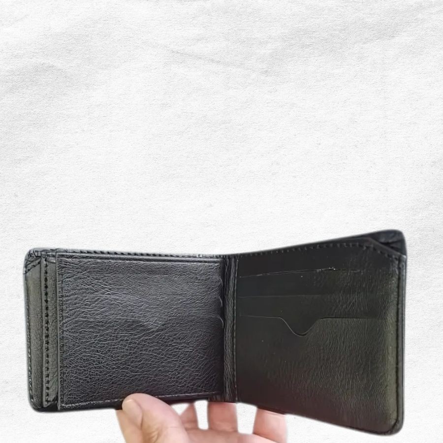 KİŞİYE ÖZEL KUTULU SİYAH KOT KUMAŞ ERKEK CÜZDAN