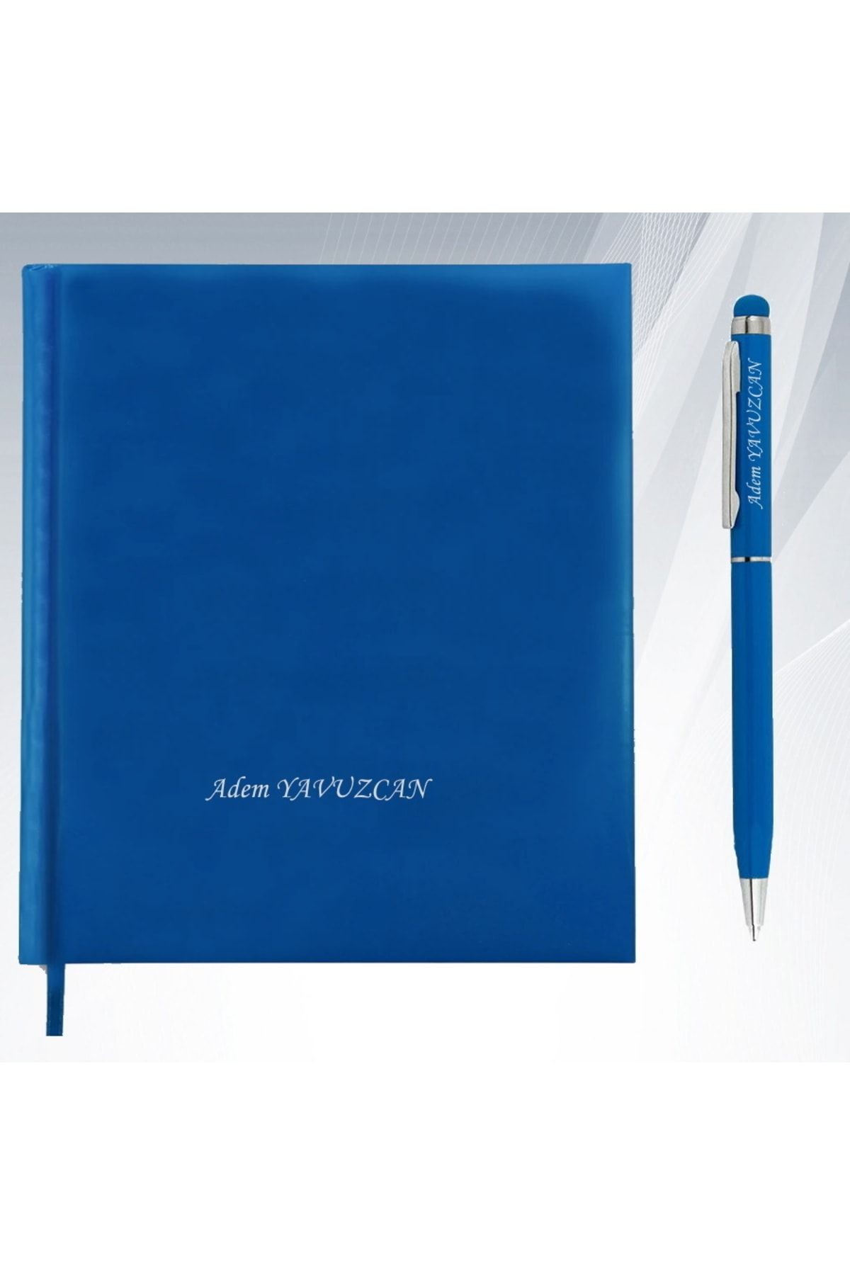 Kişiye Özel Isim Baskılı Çizgili Süngerli Ip Ayraçlı Defter Ve Metal Tükenmez Kalem