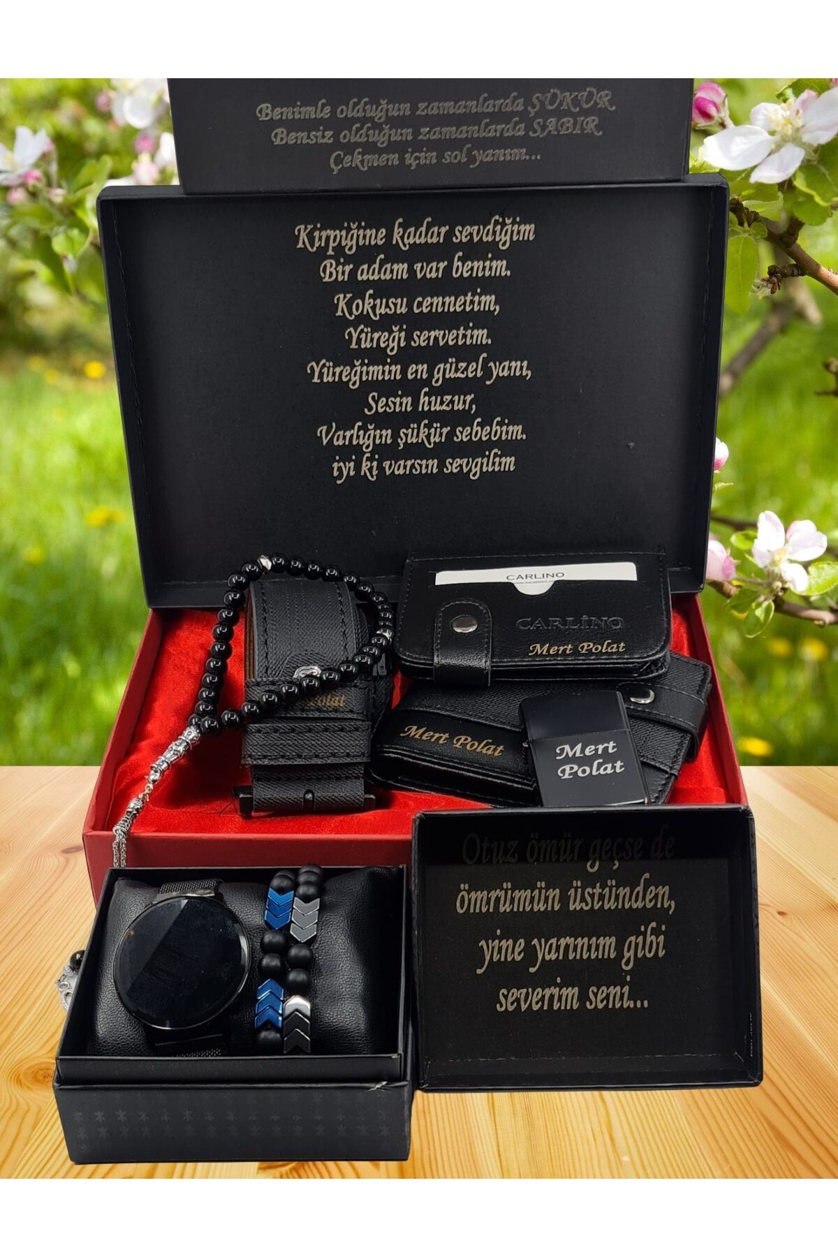 KİŞİYE ÖZEL HEDİYE SETİ ( SAAT-KEMER-CÜZDAN -KARTLIK-TESBİH- ÇAKMAK-BİLEKLİK)