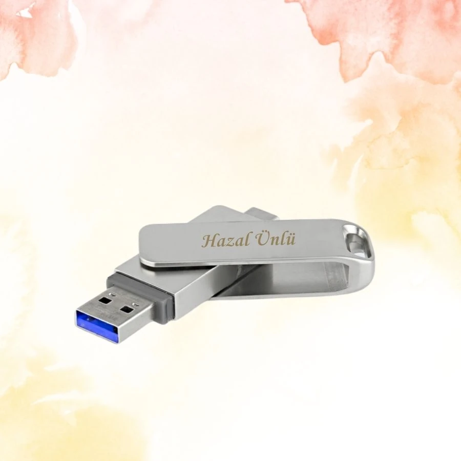KİŞİYE ÖZEL İSİM BASKILI METAL KUTULU TYPE-C OTG USB BELLEK 3.0 - 32GB