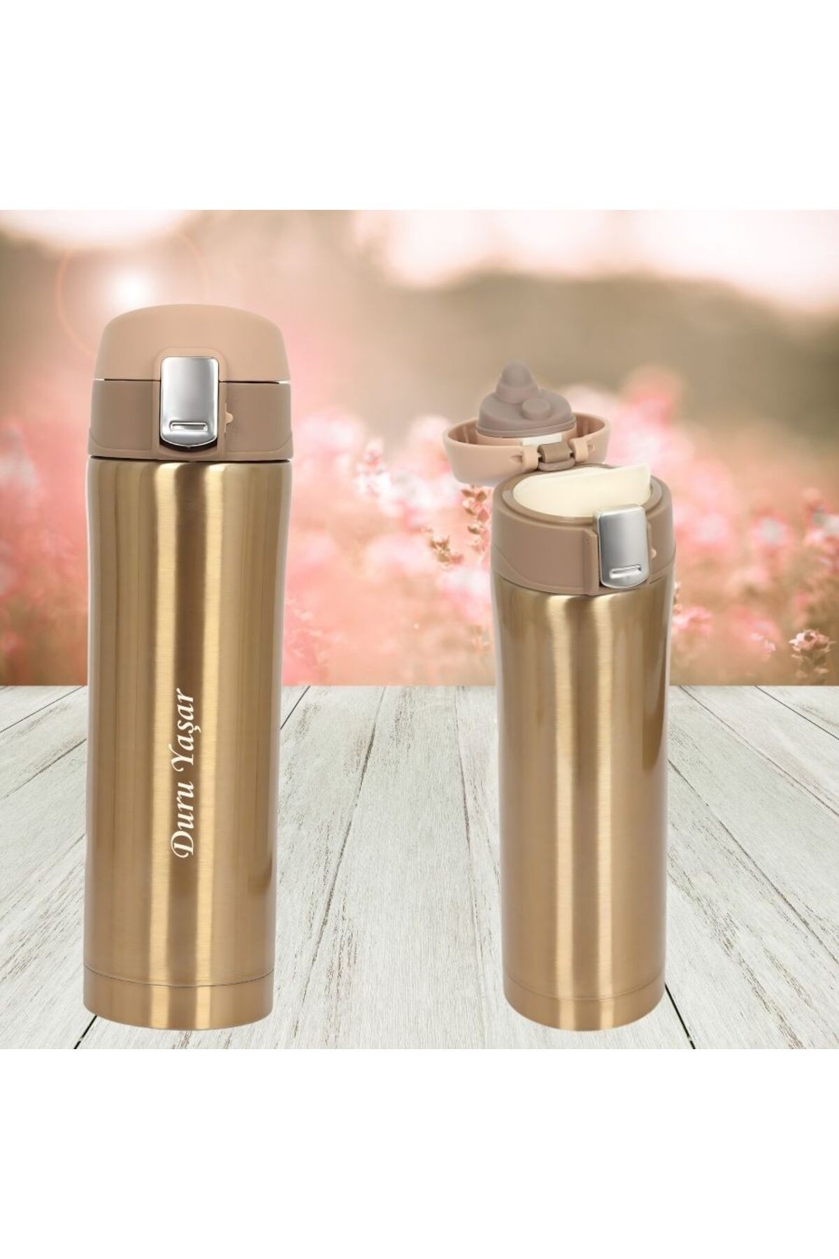 Kilitli Çelik Termos 450 Ml-basmalı Otomatik Kapak-kapak Muhafaza Kilidi