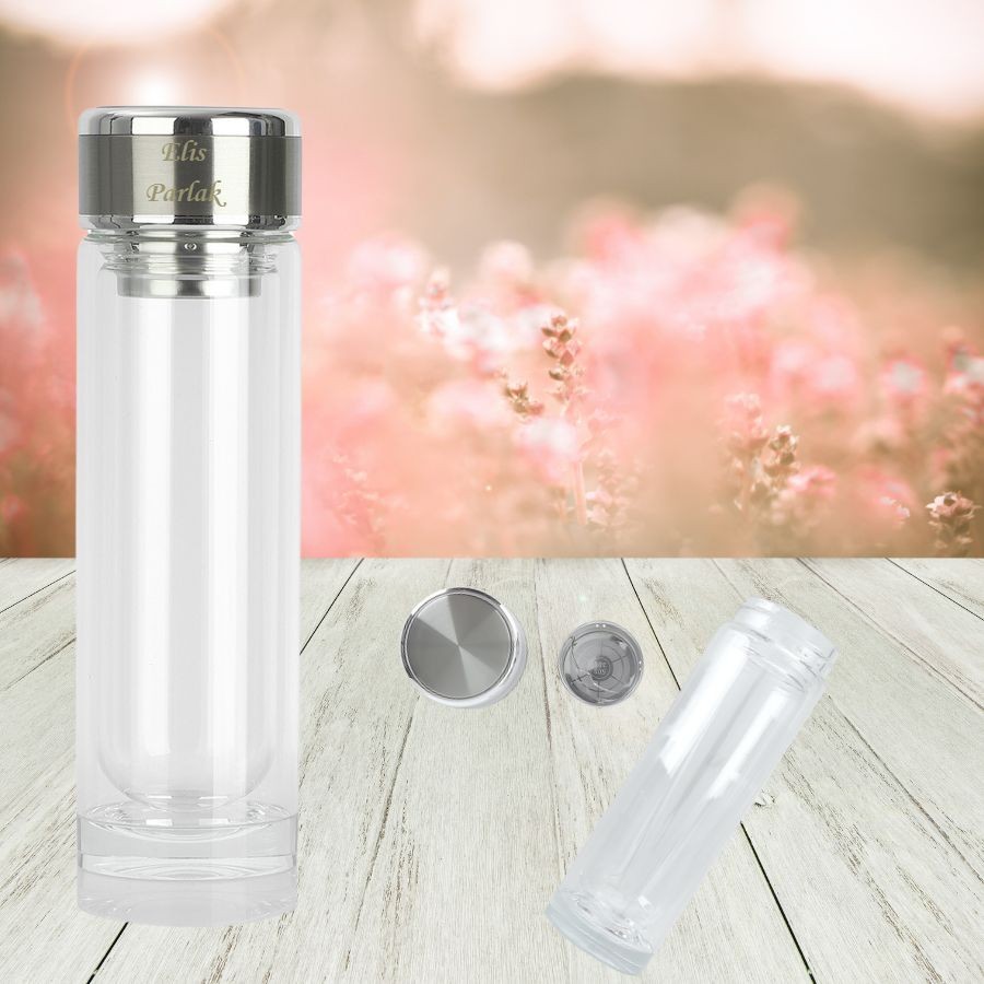 Kişiye Özel Isim Baskılı Çift Katmanlı Filtreli Cam Termos 300 ml