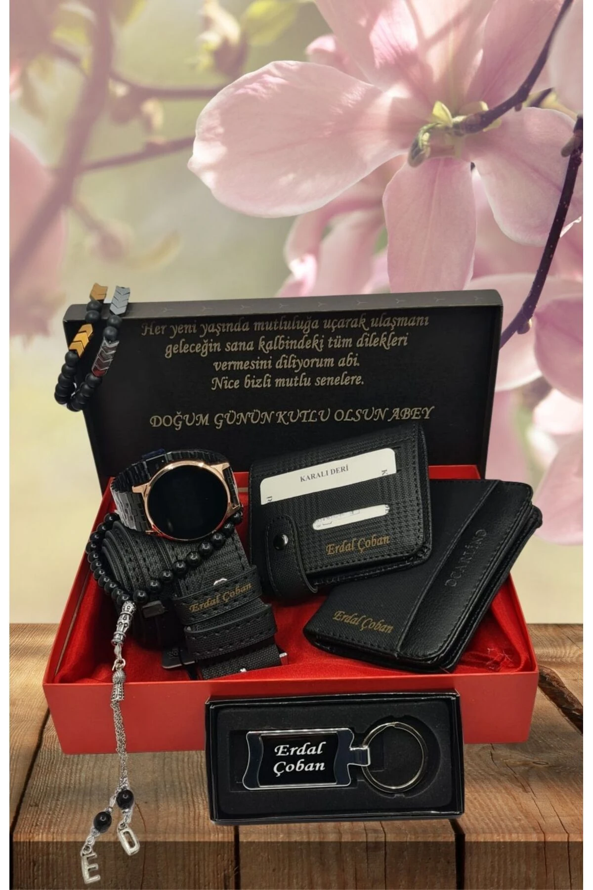 KİŞİYE ÖZEL HEDİYE SETİ ( SAAT-KEMER-CÜZDAN -KARTLIK-TESBİH- ANAHTARLIK-BİLEKLİK)