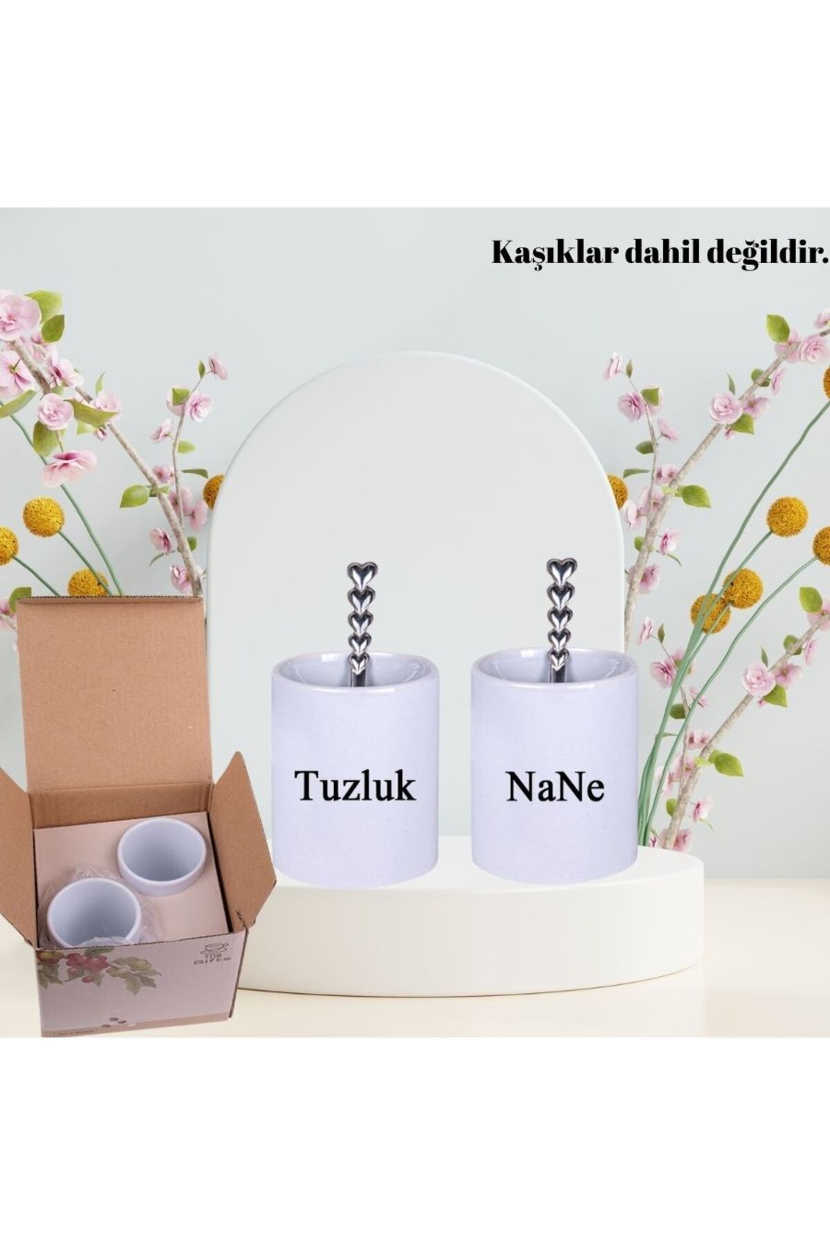 KİŞİYE ÖZEL İSİM RESİM BASKILI KULPSUZ İKİLİ FİNCAN SETİ