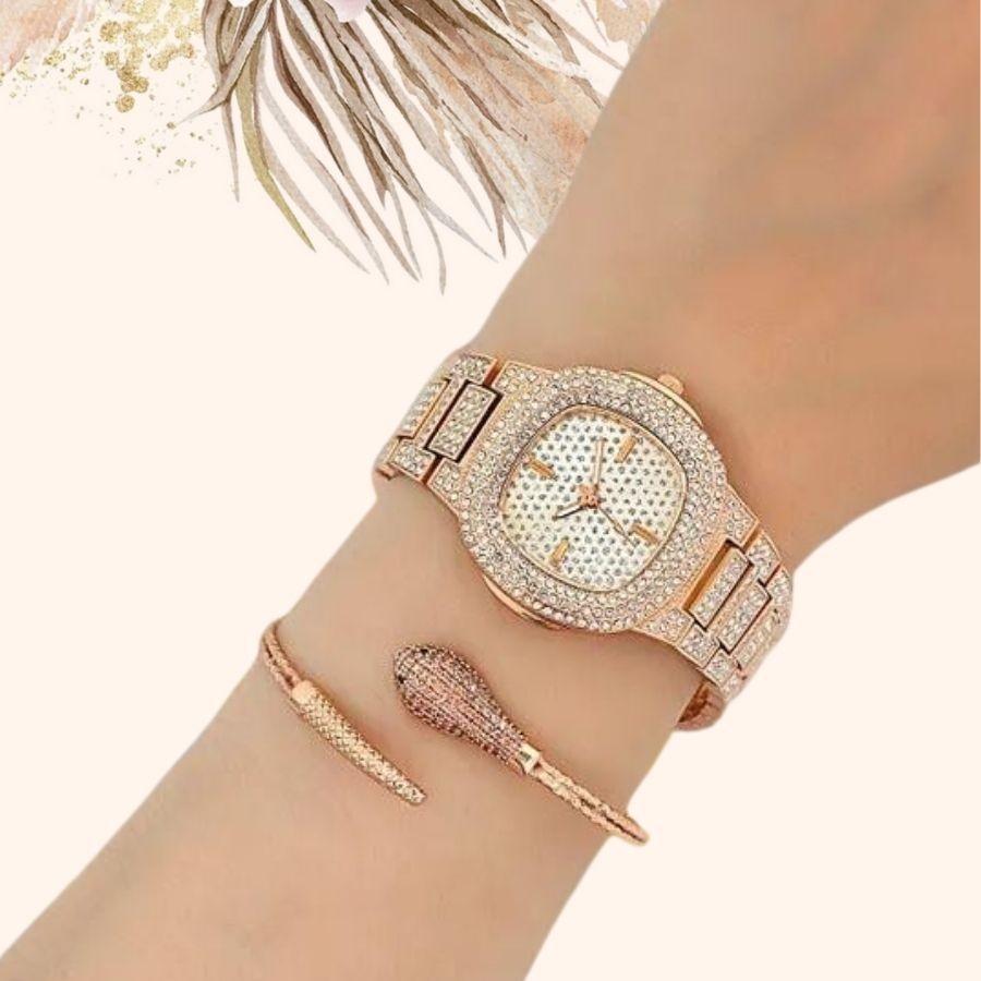  KİŞİYE ÖZEL KUTULU METAL TAŞLI KORDON METAL TAŞLI KASA ROSE GOLD KADIN KOL SAATİ