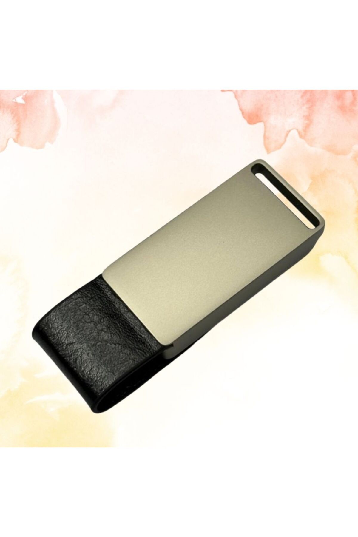 KİŞİYE ÖZEL İSİM BASKILI METAL KUTULU DERİ KAPAKLI BEYAZ IŞIKLI USB BELLEK