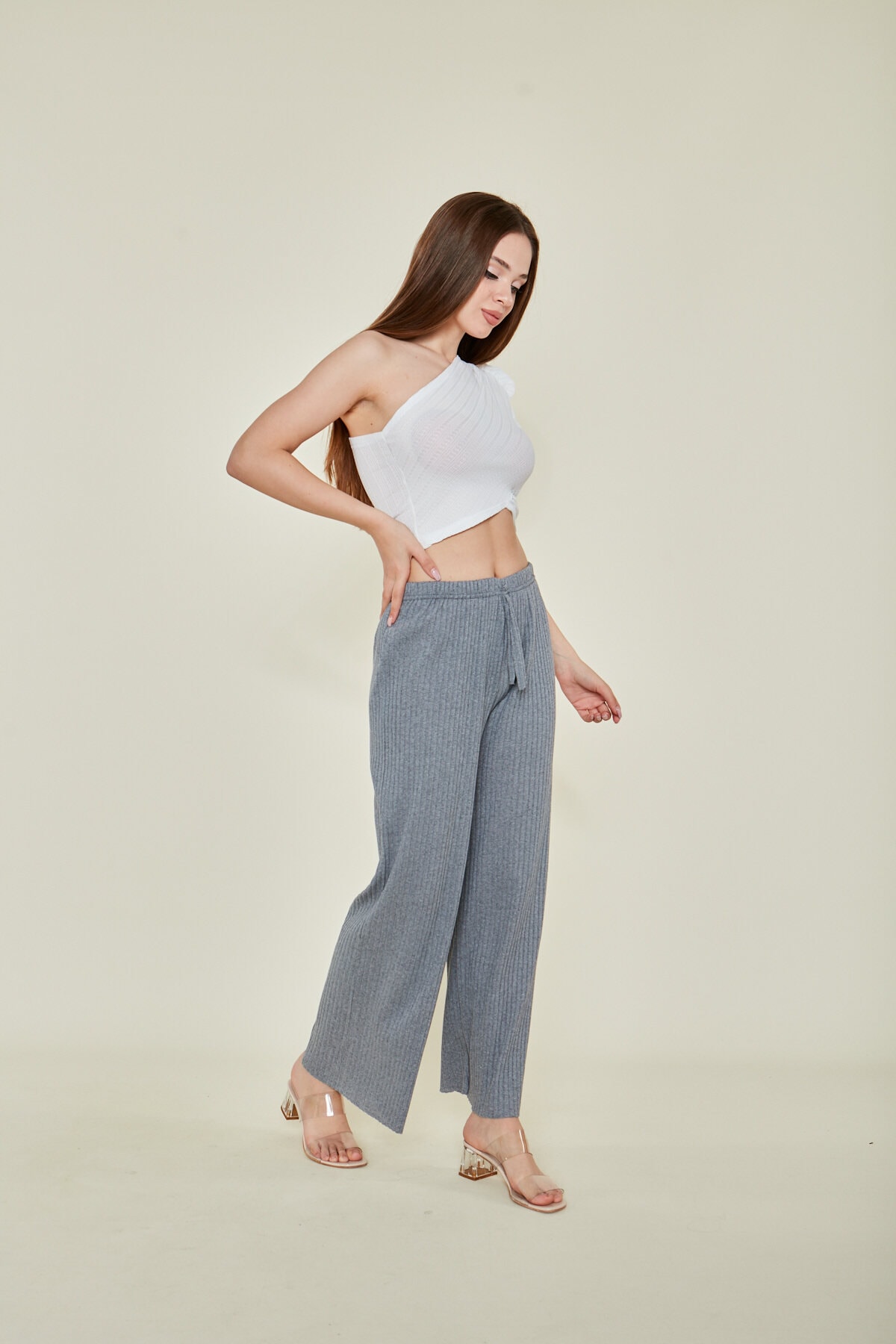 FUME-GRI 2 Adet Rahat Fitilli Pijama Altı, 2'li Rahat Pijama Altı, Rahat Pijama, Pijama Altı