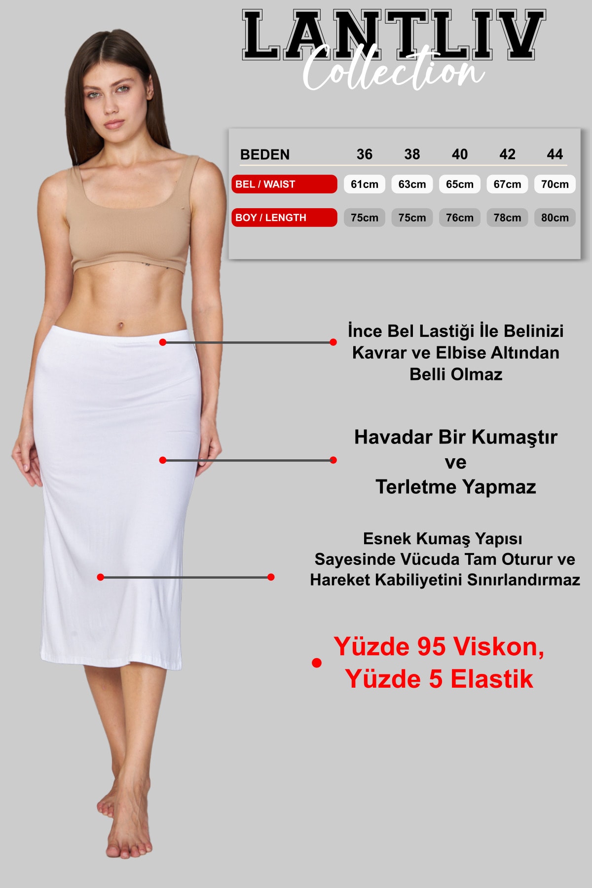 Viskon Kumaş Diz Altı Etek Uzun Astar, Etek Kombinezon, Tesettür Etek Elbise Astar, Jüpon Etek Astar