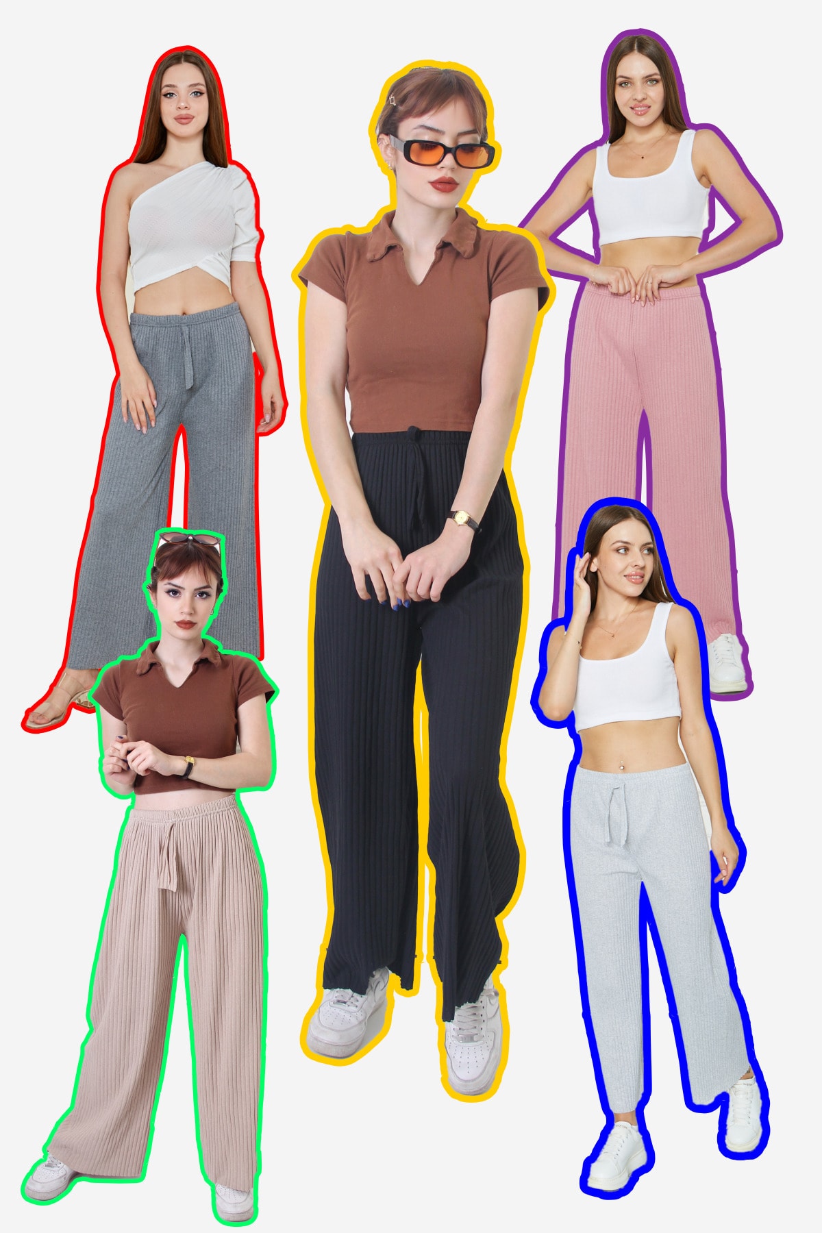 5 ADET Kadın Fitilli Rahat Pijama Altı, Gündelik Rahat Ev Giyim, Rahat Giyim Pijama Kadın Ev Giyimi