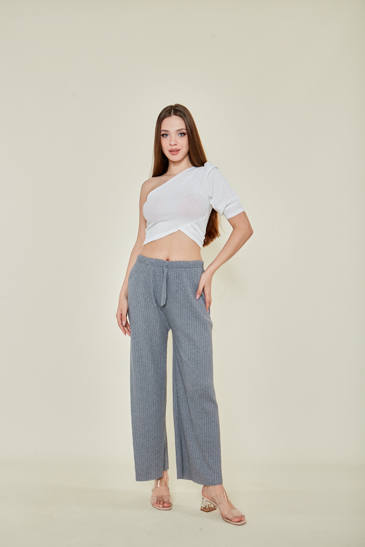 FUME-GRI 2 Adet Rahat Fitilli Pijama Altı, 2'li Rahat Pijama Altı, Rahat Pijama, Pijama Altı