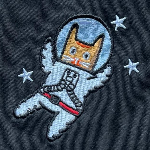 Nakışlı Astronot Kedi Tişörtü T-Shirt