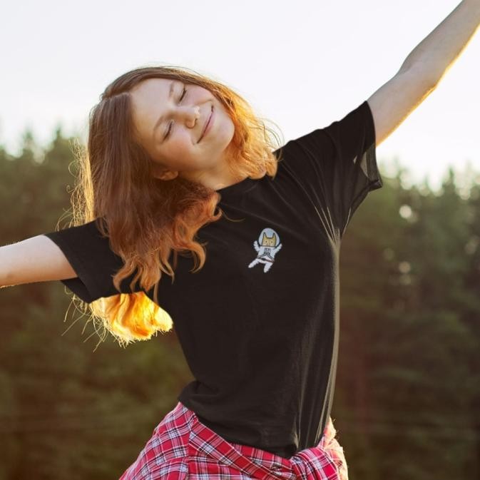 Nakışlı Astronot Kedi Tişörtü T-Shirt