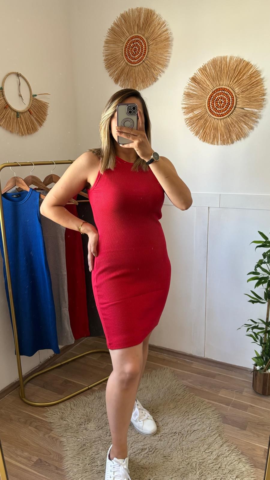 1 Alana 1 Bedava ❤️ Fitilli Elbise - Kırmızı