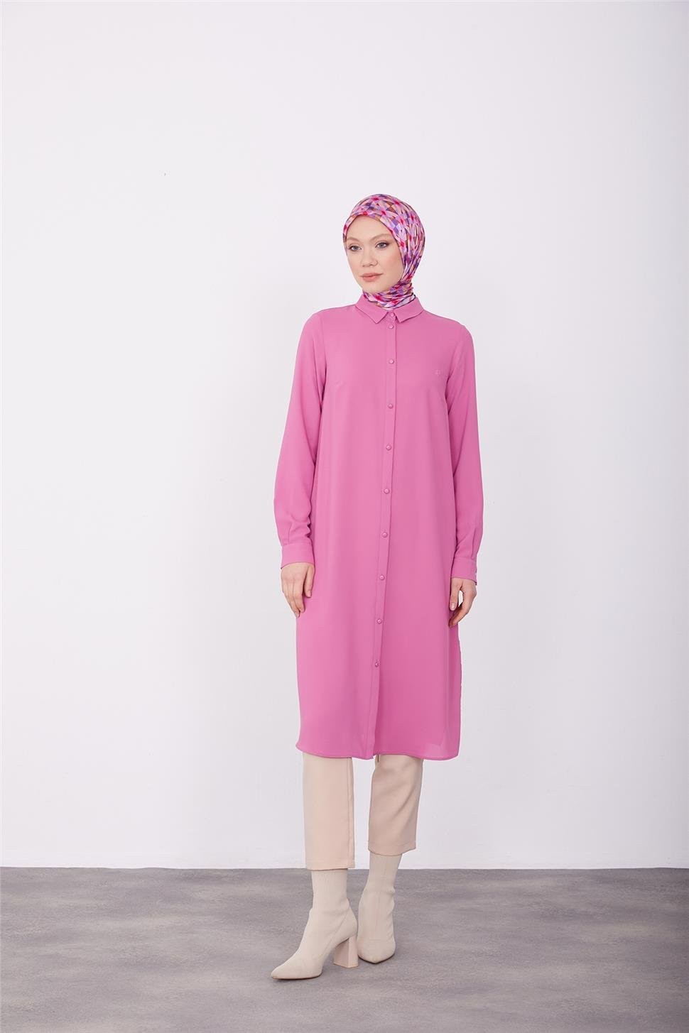 ARMİNE Uzun Kollu Armine Logolu Tunik 23KH411 - MENEKŞE