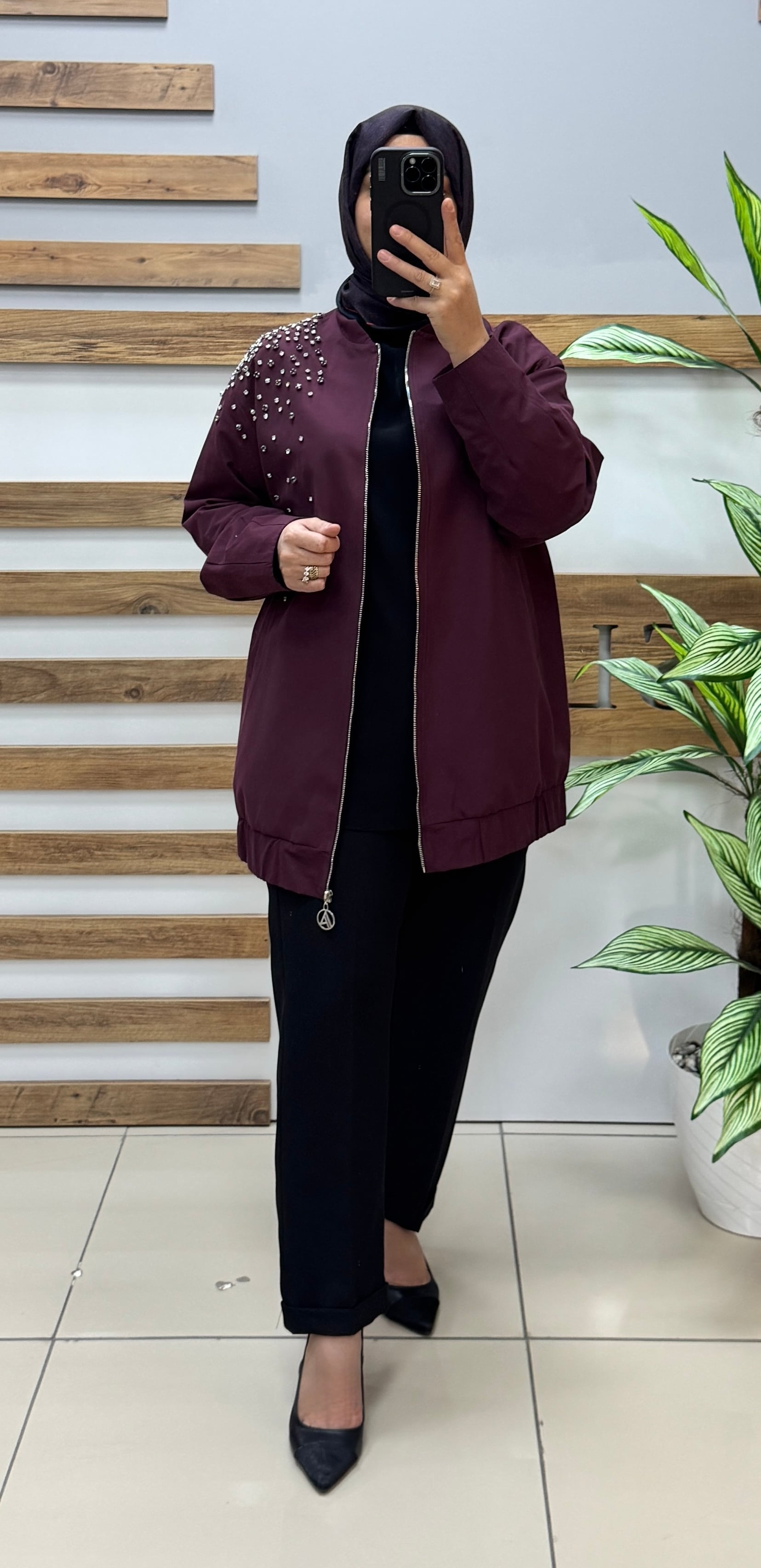 ARMİNE TREND Bomber Ceket 25KT518 - BORDO