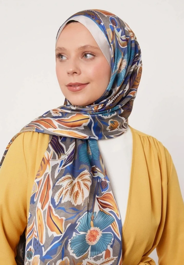 Levidor Petunya Desen Hint ipeği Şal 1085