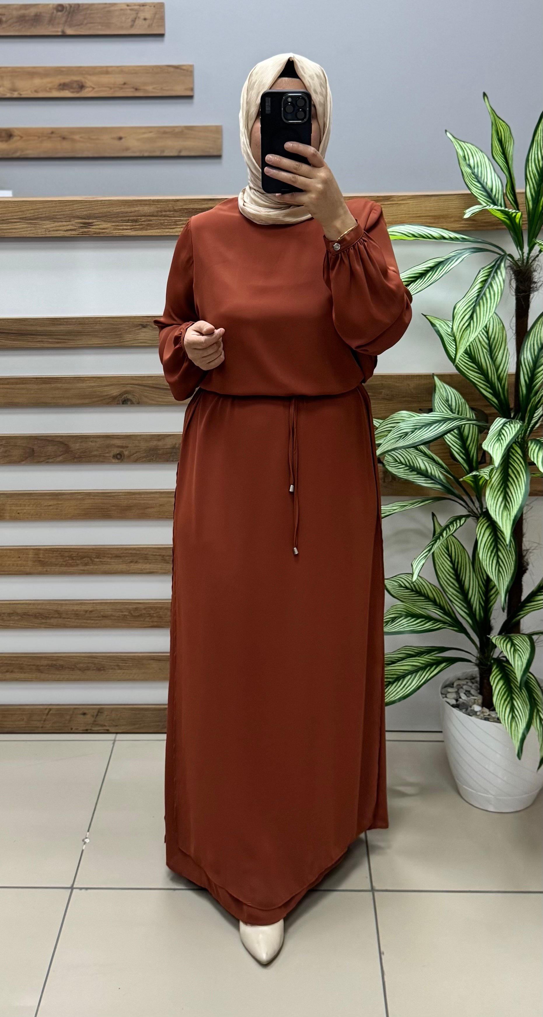 ARMİNE TREND Şık Elbise 25YT927 - KAHVERENGİ