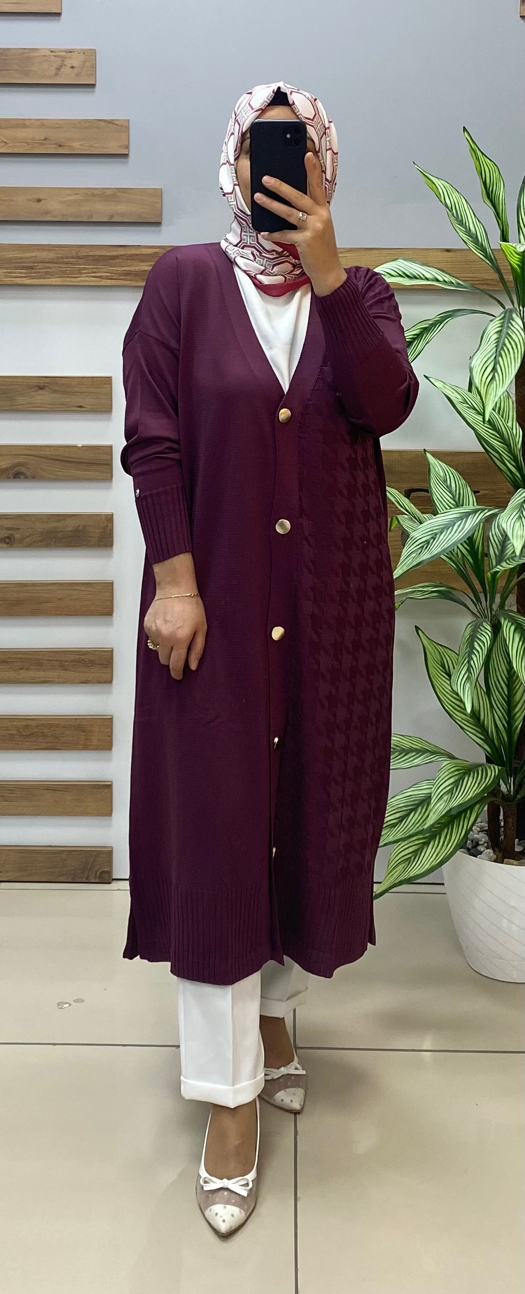 ARMİNE TREND Merserize Hırka 25YTD4119 - MÜRDÜM