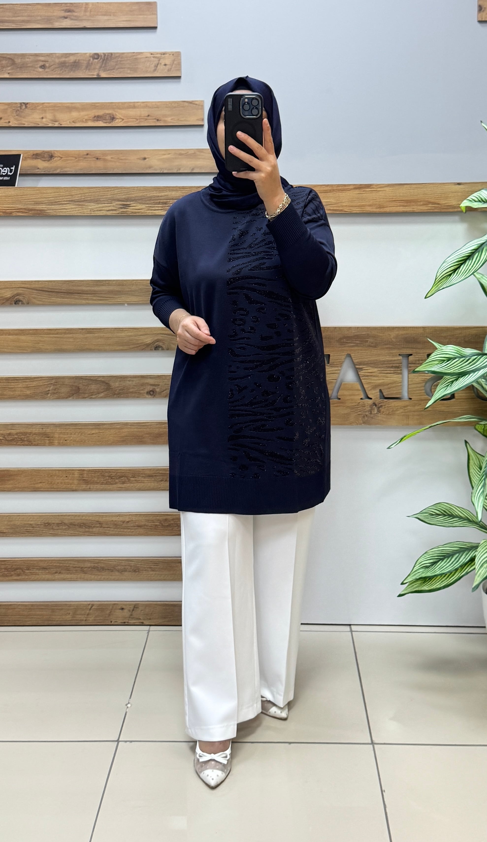 ARMİNE TREND Merserize Tunik 25YTD4116 - LACİVERT