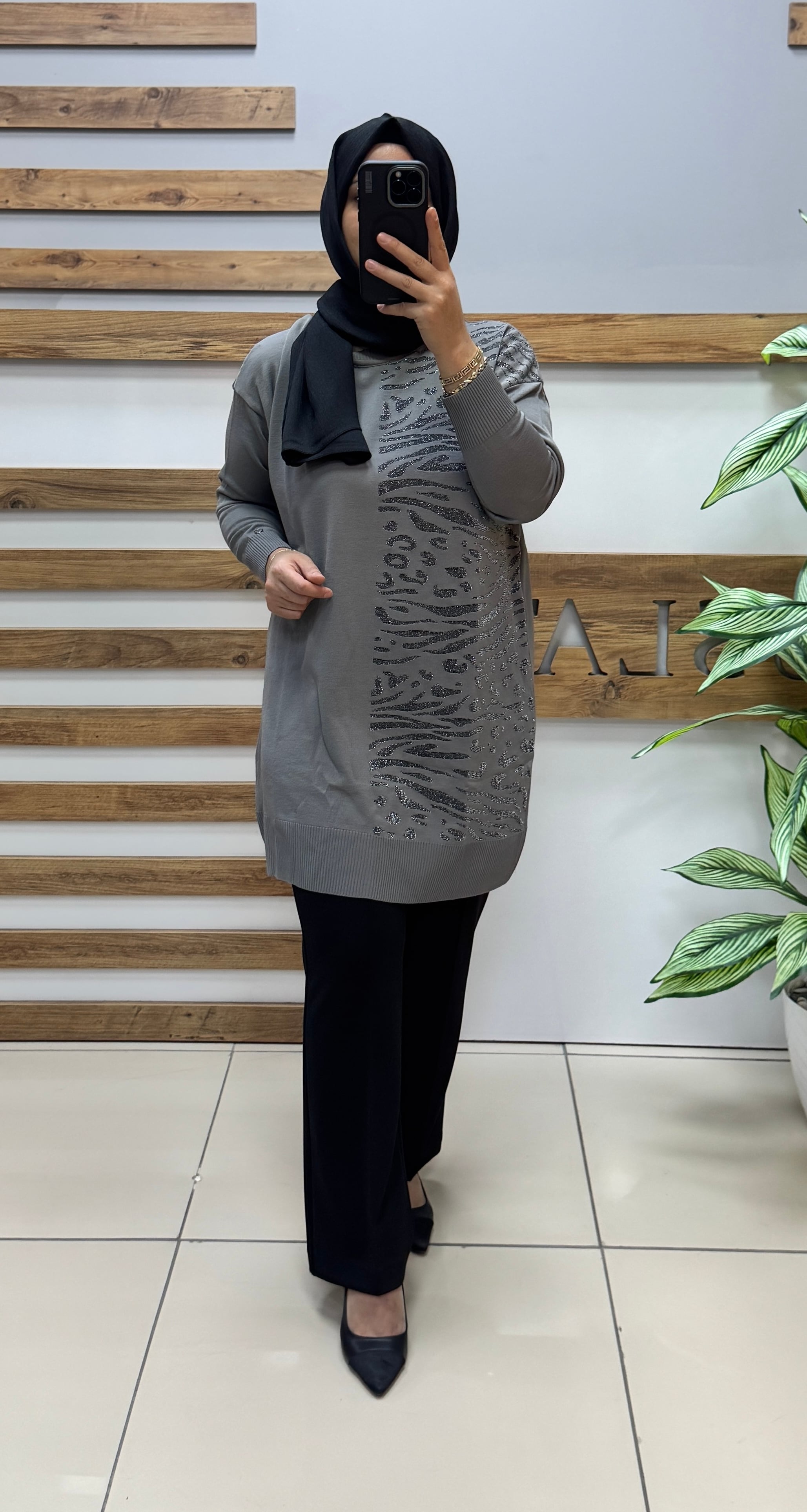 ARMİNE TREND Merserize Tunik 25YTD4116 - GRİ