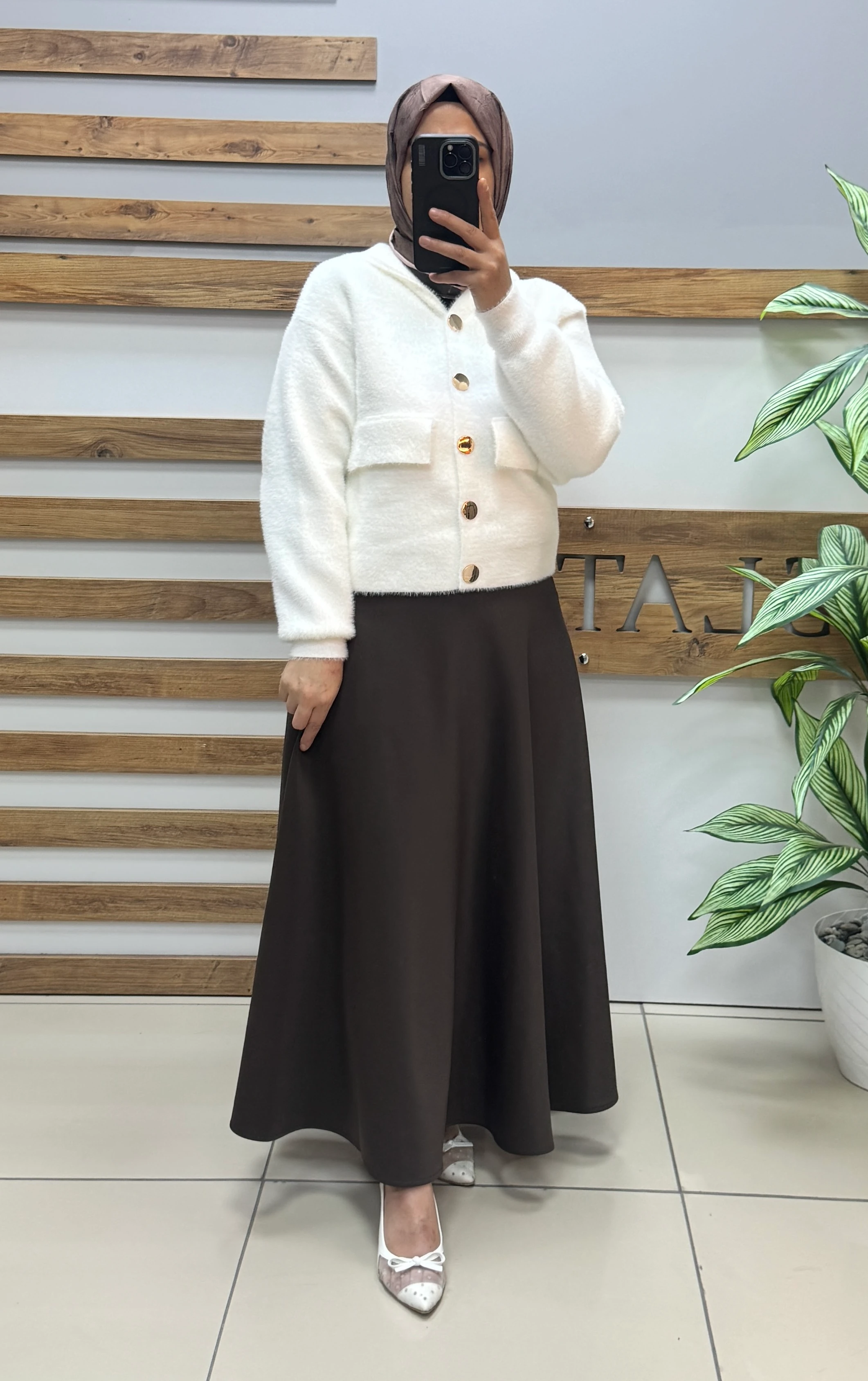 YELLOWMOON Angora Kısa Ceket 5021 - BEYAZ