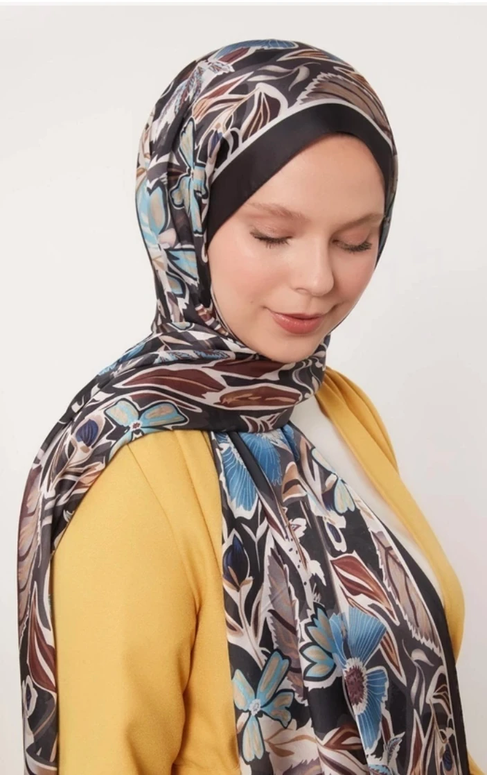 Levidor Petunya Desen Hint İpeği Şal 1079