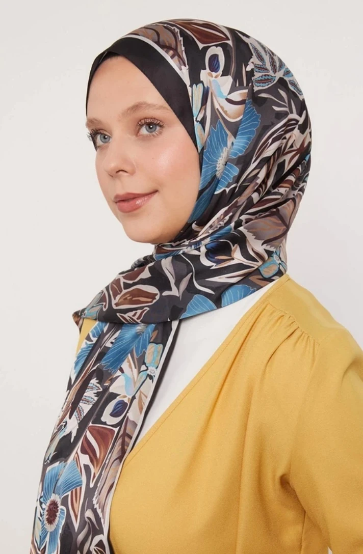 Levidor Petunya Desen Hint İpeği Şal 1079