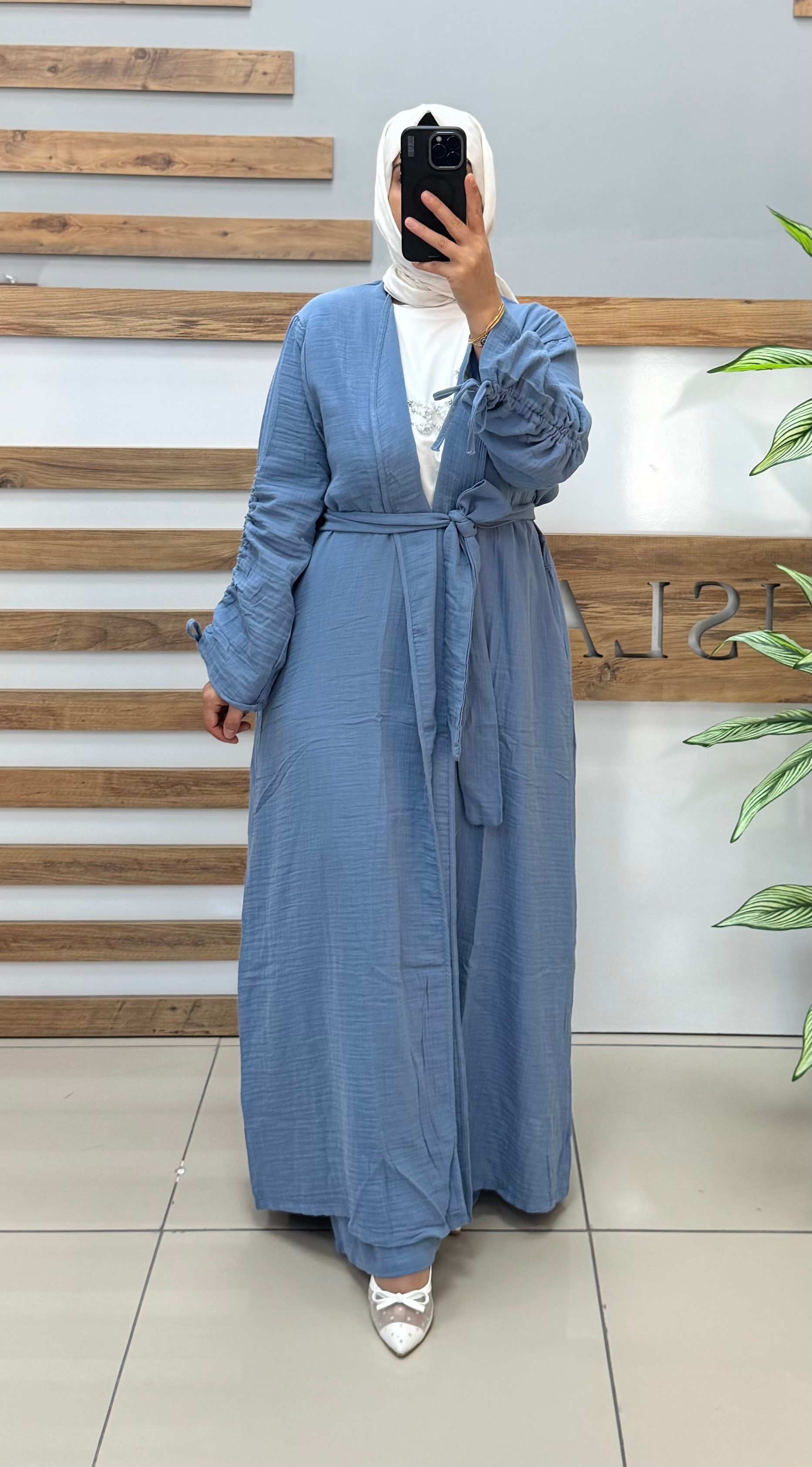 Müslin Kumaş Kimono Takım 25Y8107 - İNDİGO
