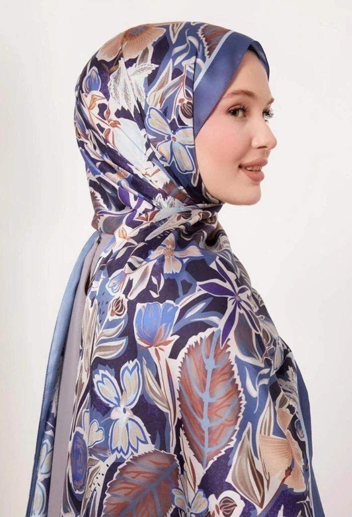 Levidor Petunya Desen Hint İpeği Şal 1083