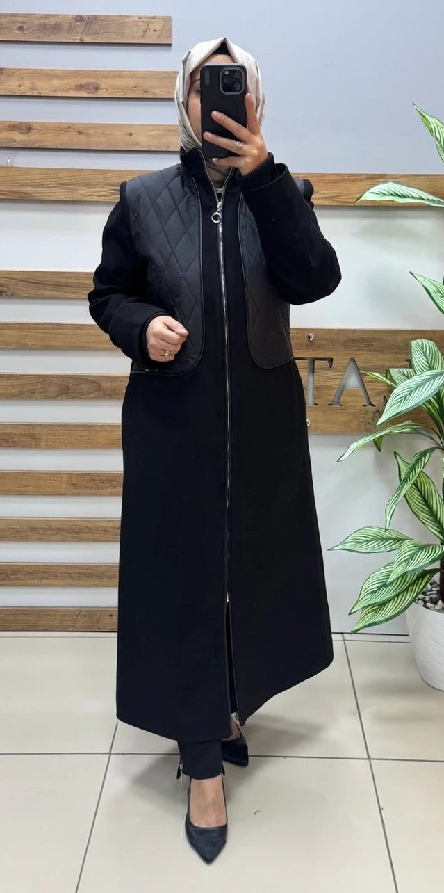 NİHLE Kapitone Detaylı Kaşe Kap 7665 - SİYAH