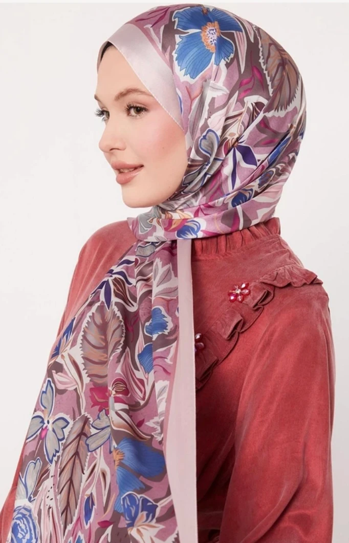 Levidor Petunya Desen Hint İpeği Şal 1082