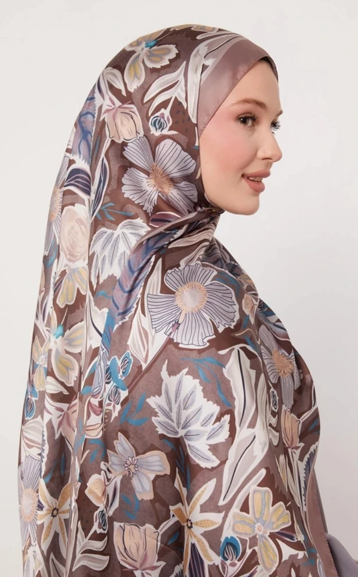 Levidor Petunya Desen Hint İpeği Şal 1087