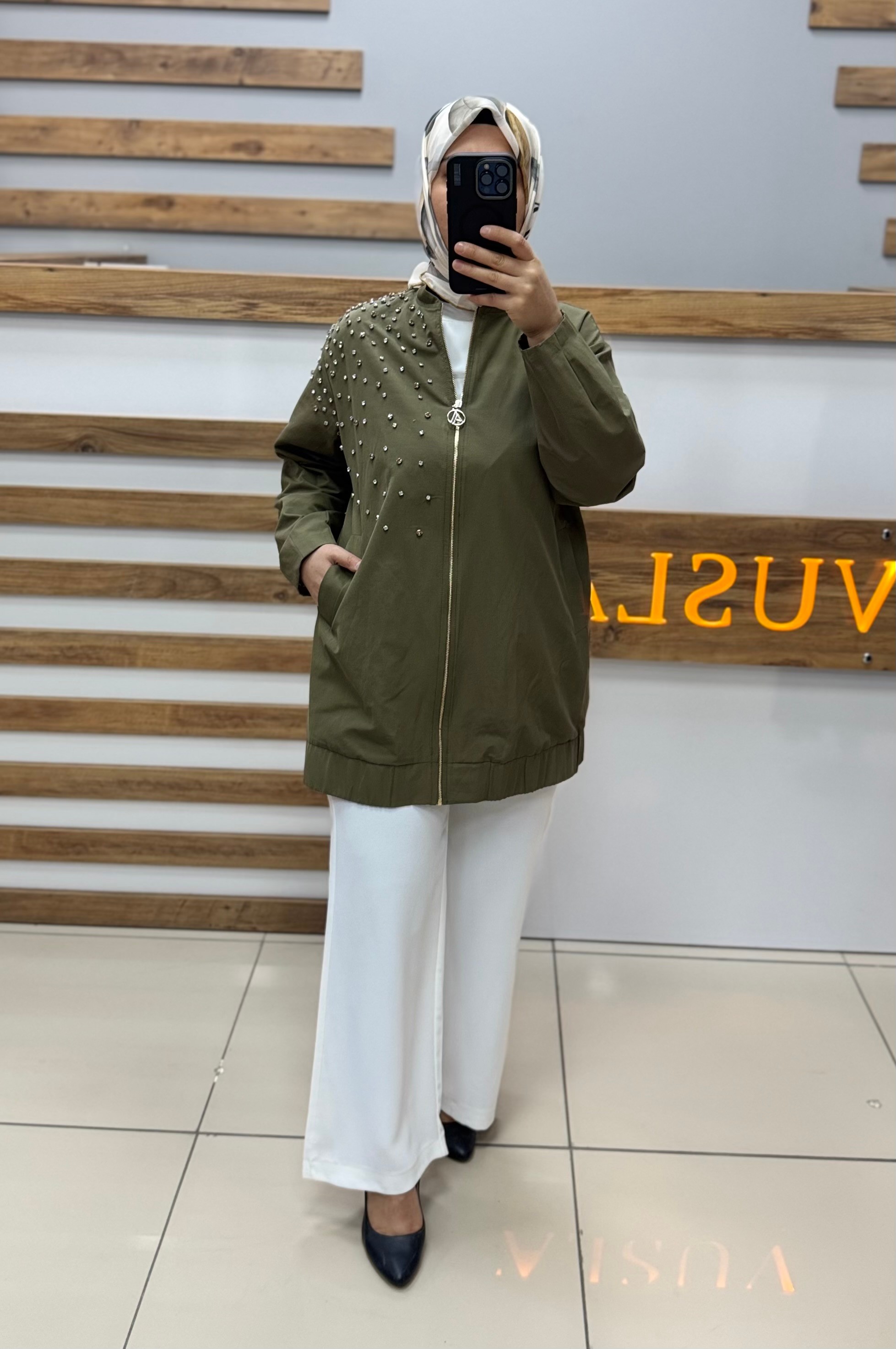 ARMİNE TREND Taş İşlemeli Ceket 25YT512 - HAKİ