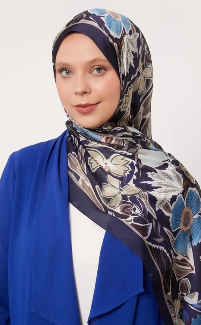 Levidor Petunya Desen Hint İpeği Şal 1086