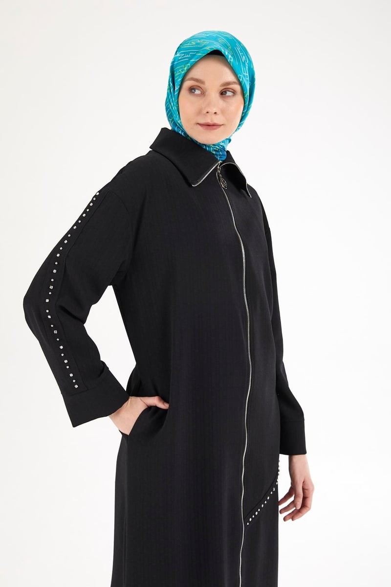 ARMİNE TREND Taş Detaylı Boydan Fermuarlı Cepli Giy Çık 25YT503