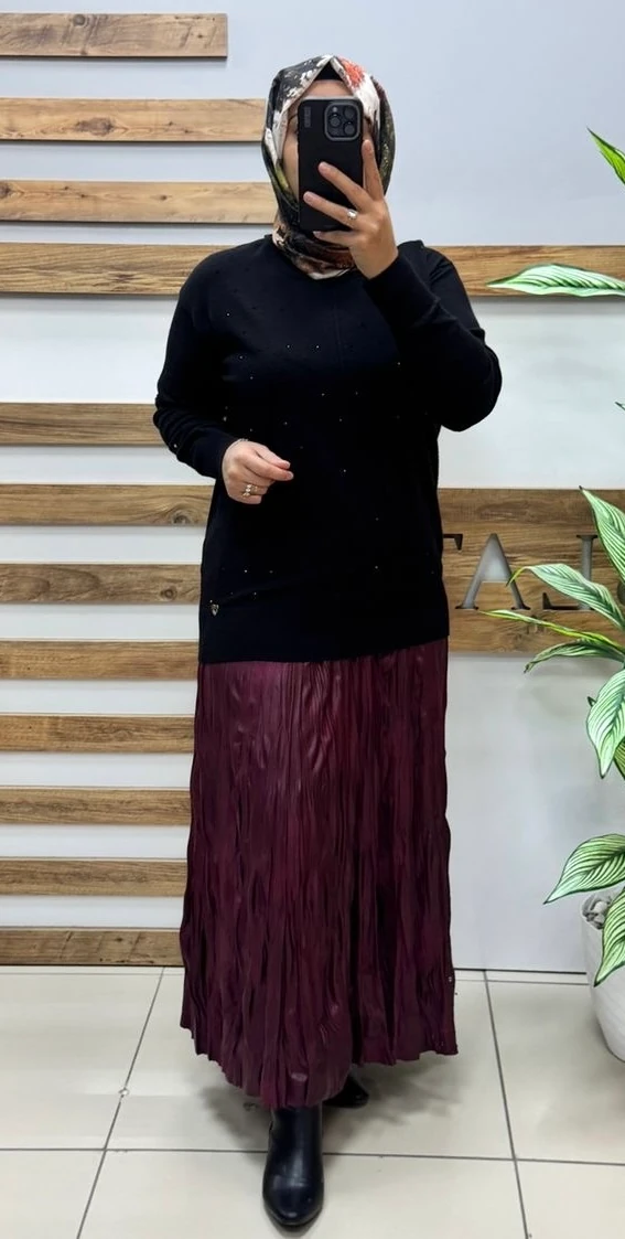 Armine Trend Kraş Etek 25KT 114 - BORDO