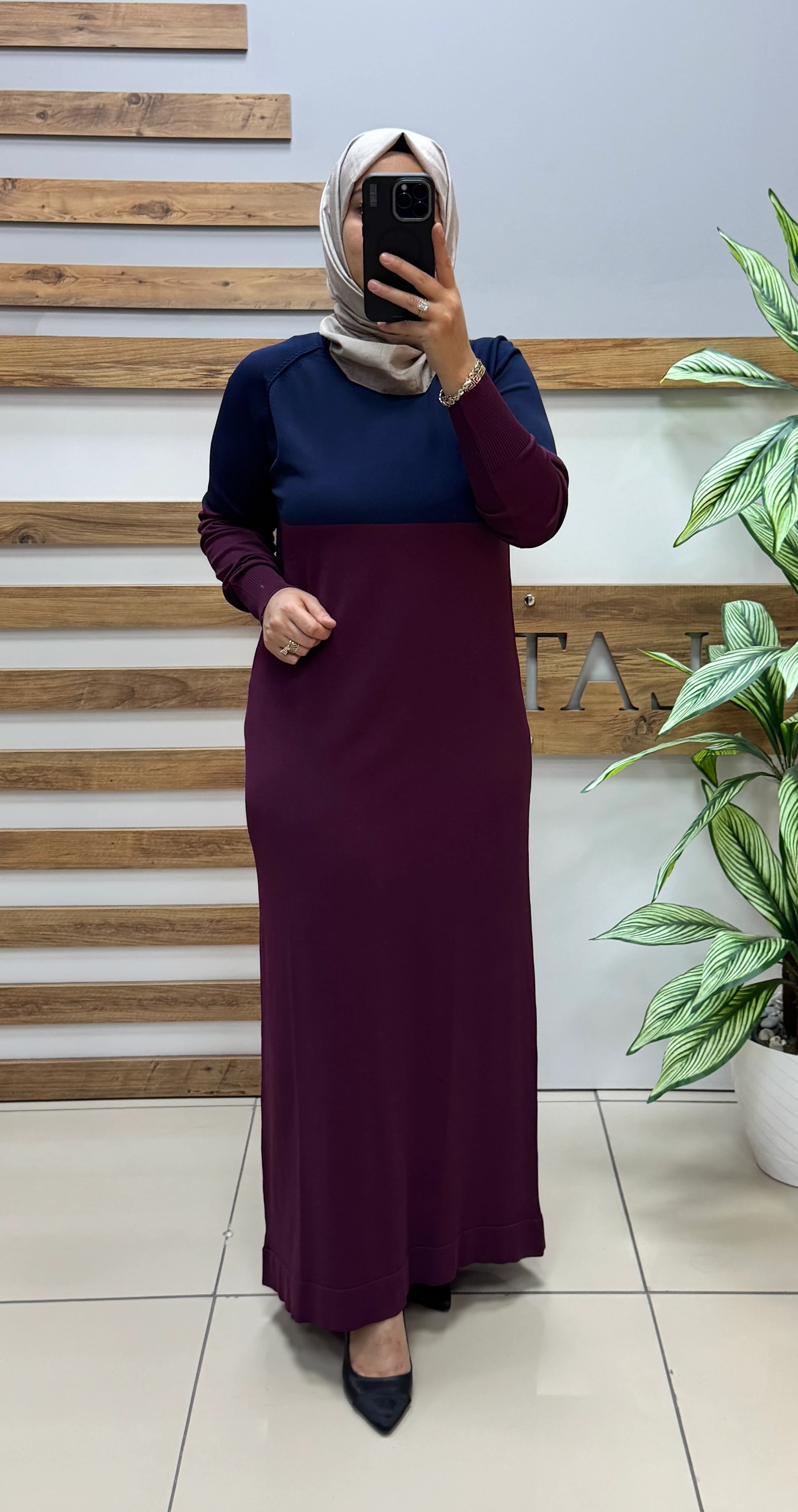 NUSS Triko Elbise NS-26K508 - BORDO