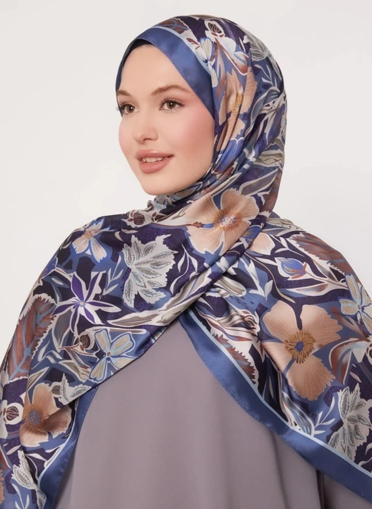 Levidor Petunya Desen Hint İpeği Şal 1083