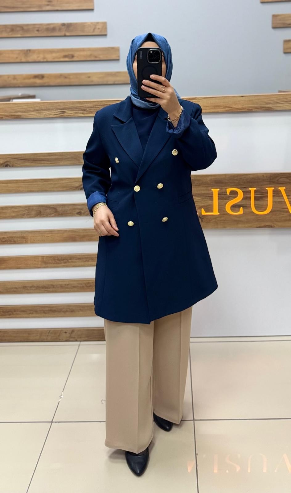 AYŞE AKAY Blazer Ceket 6517 - LACİVERT