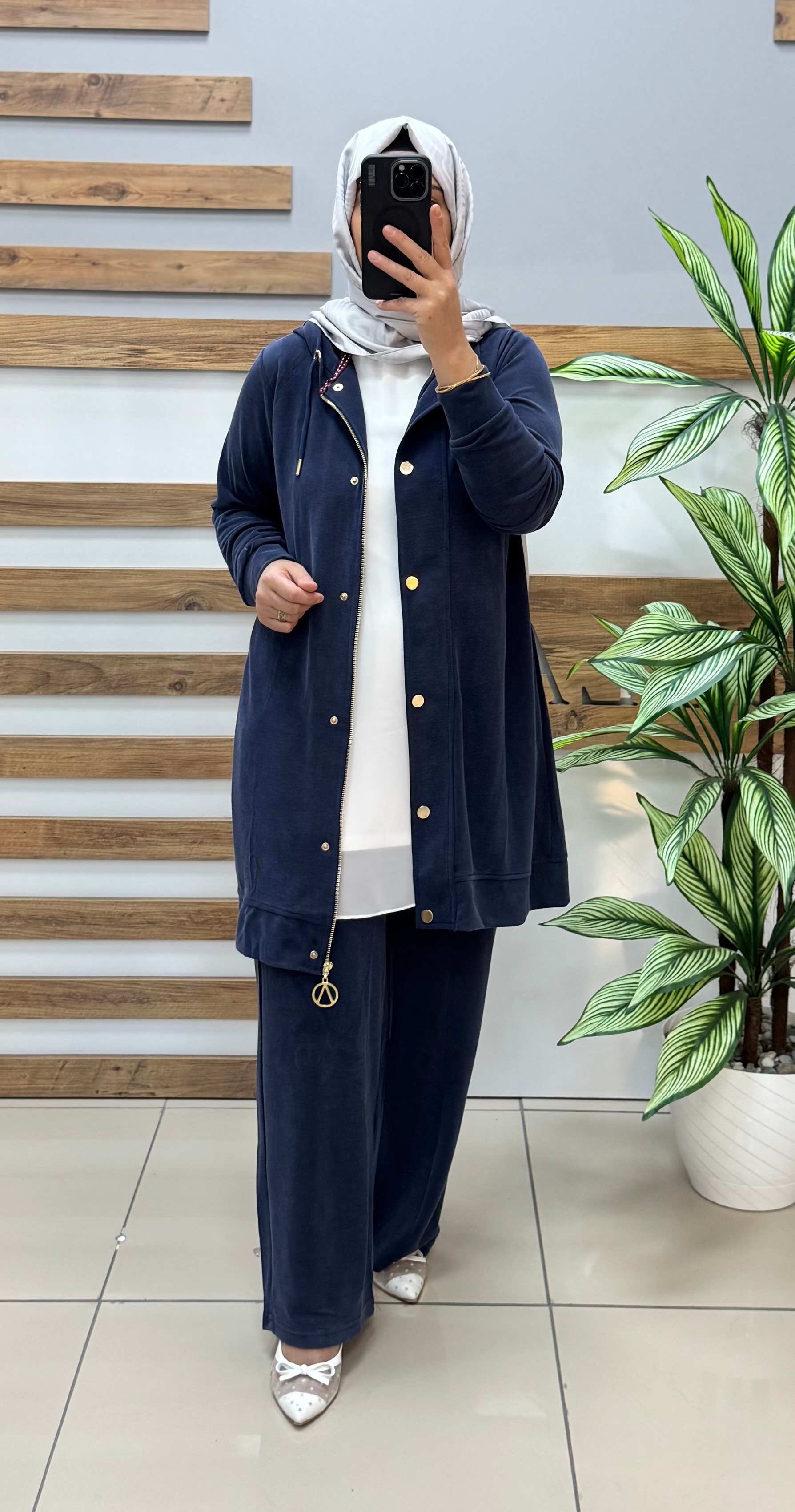 AYŞE AKAY Pike Kumaş İkili Takım 6520 - LACİVERT