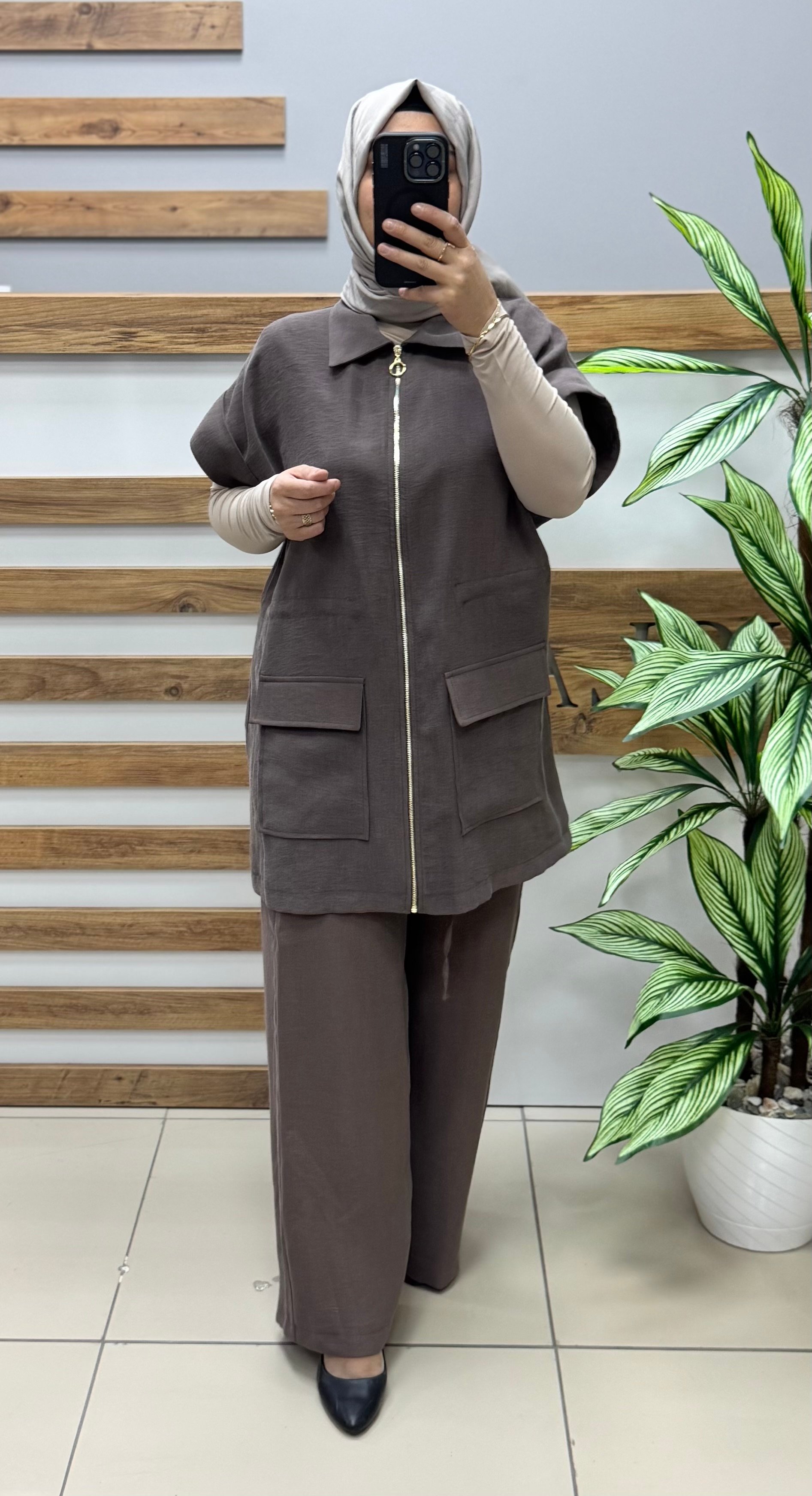 ARMİNE TREND Yelekli İkili Takım 25YT685 - KAHVERENGİ