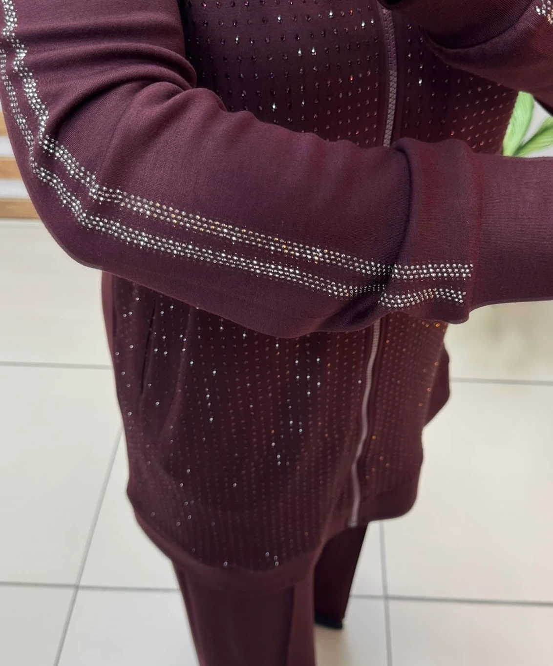 NOSHE Taş İşlemeli Takım Bordo 4598