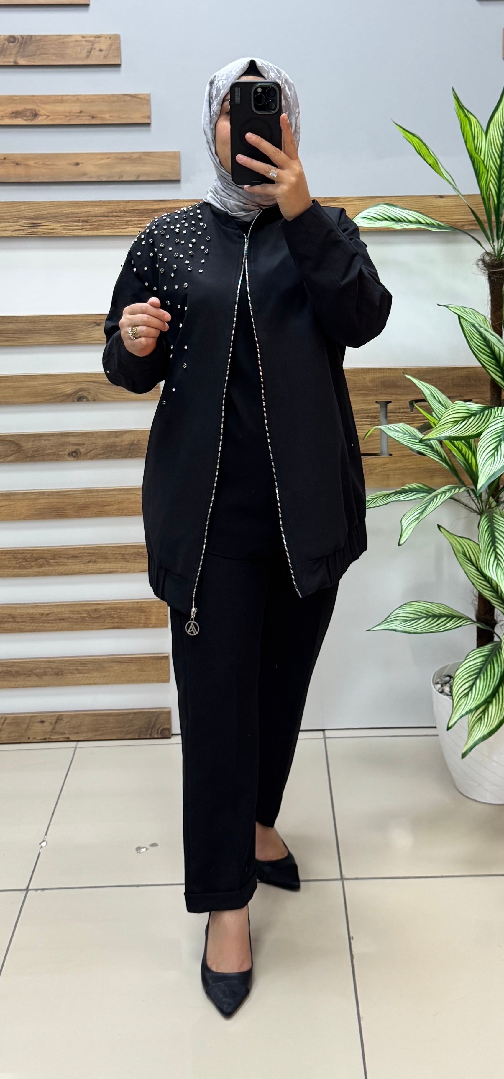 ARMİNE TREND Bomber Ceket 25KT518 - SİYAH