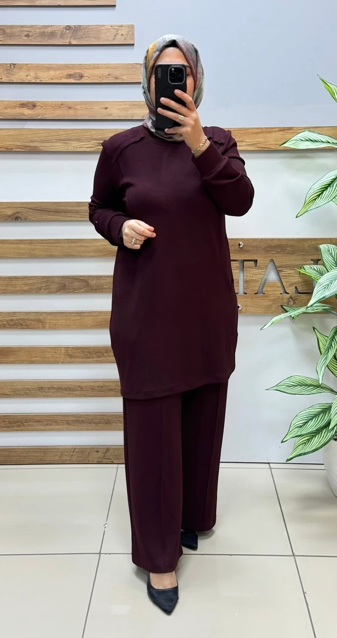 NOSHE Cep Detaylı Spor Takım 4587 - BORDO