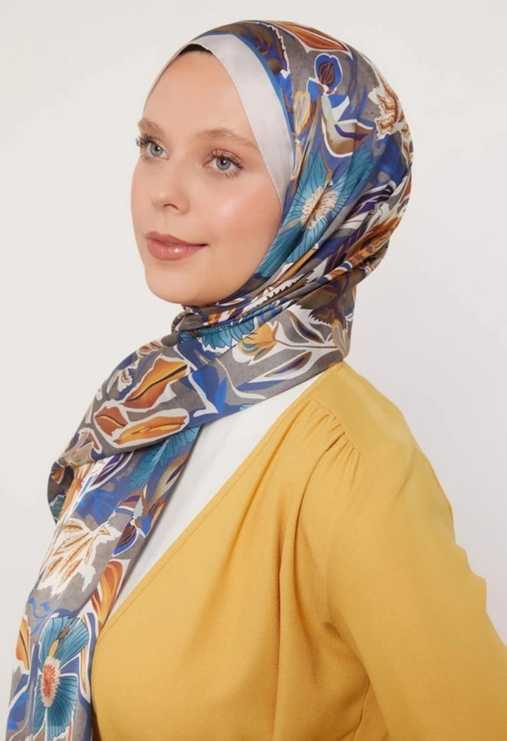 Levidor Petunya Desen Hint ipeği Şal 1085