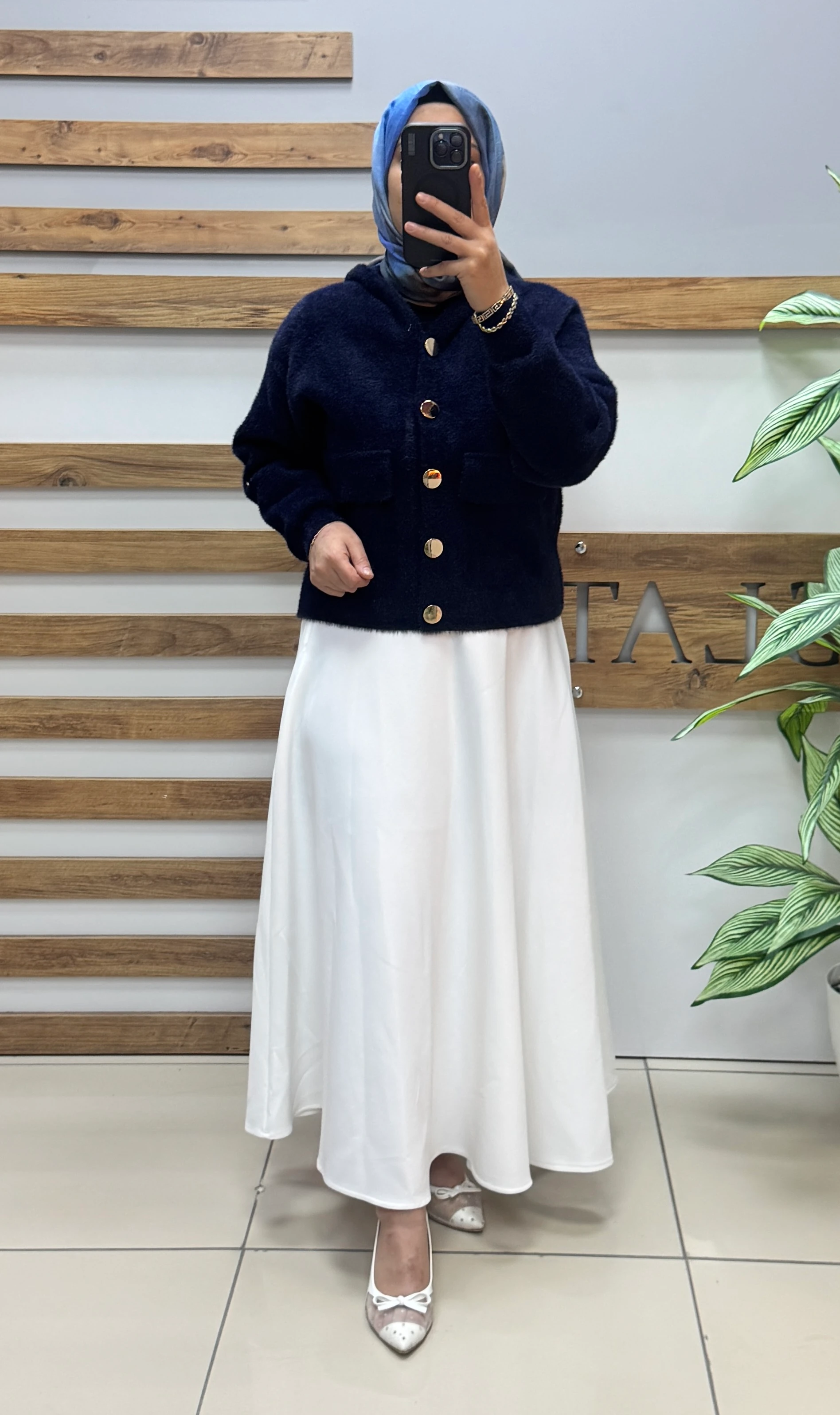 YELLOWMOON Angora Kısa Ceket 5021 - LACİVERT