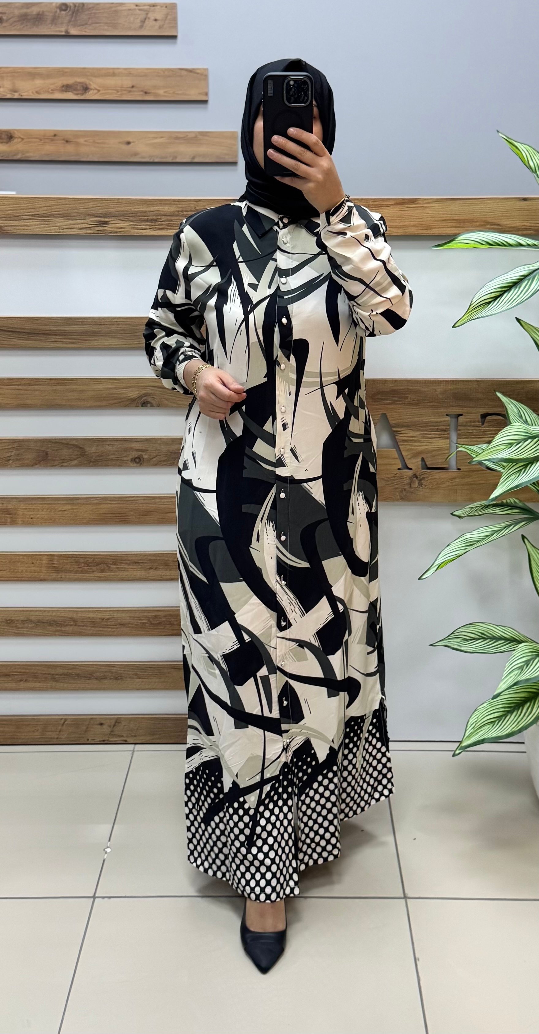 ARMİNE TREND Gömlek Elbise 25YT421 - SİYAH