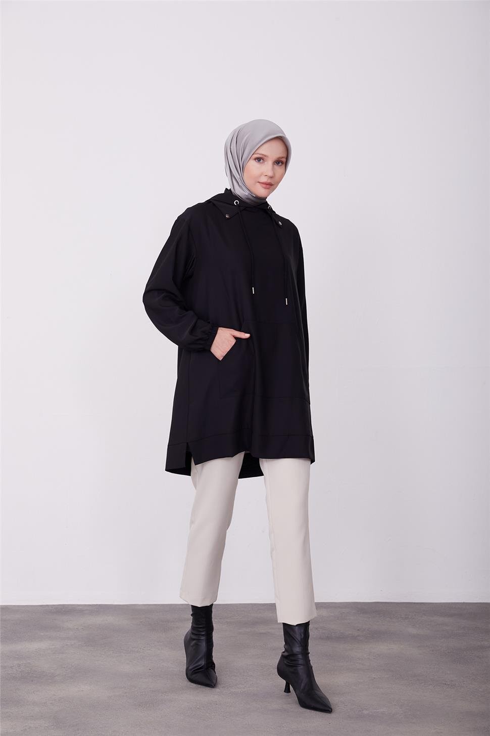 ARMİNE Kapişonlu Tunik 23K4714 Siyah