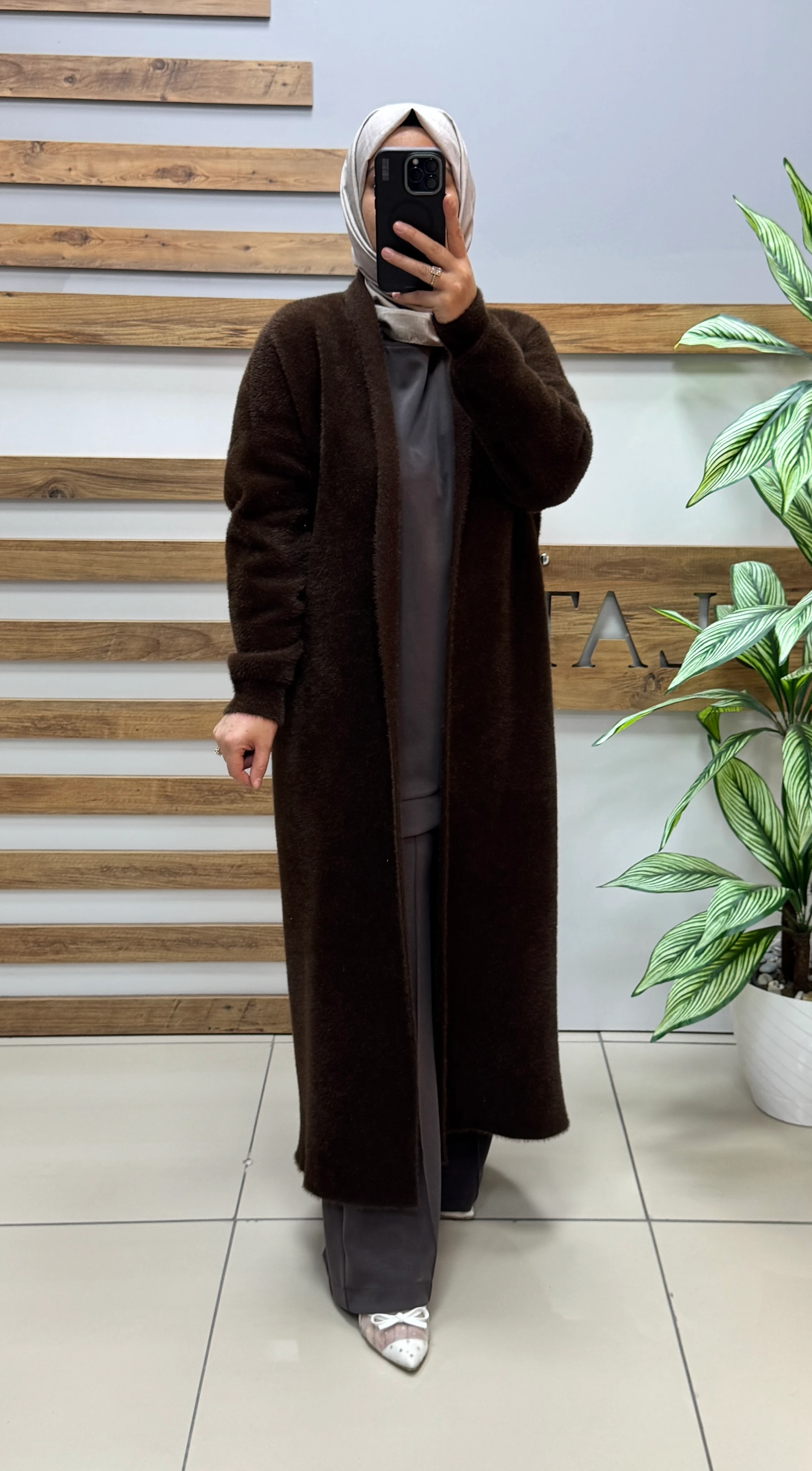 YELLOWMOON Angora Hırka 4142 - KAHVERENGİ