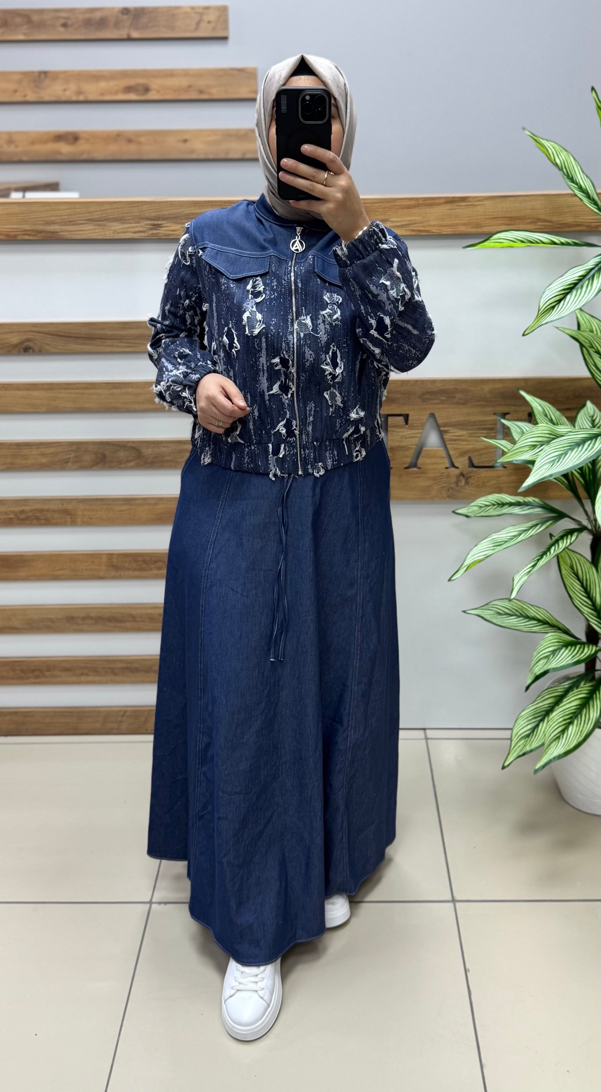 ARMİNE TREND Kot Detaylı Etekli Takım 25YT667 - LACİVERT